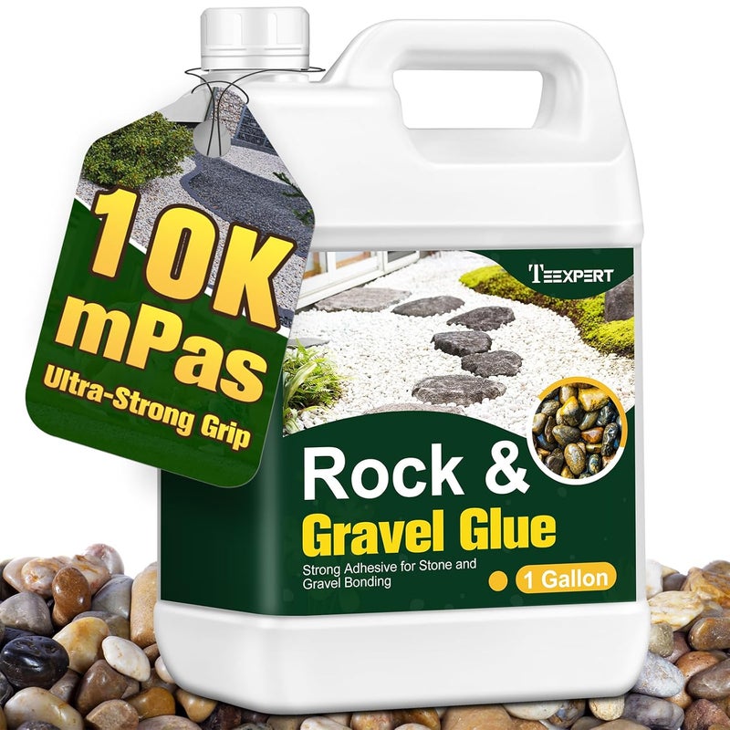 Teexpert 1 Gallon Rock Glue for Landscaping – Strong Pea Gravel Binder & Stone Adhesive for Walkways, Yards, Patios, and Decorative Driveway Edges - Image 1